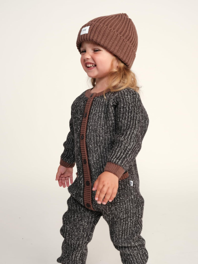 7AM - Beanie - Chunky Mother & Baby Ash Rose 0 - 6M