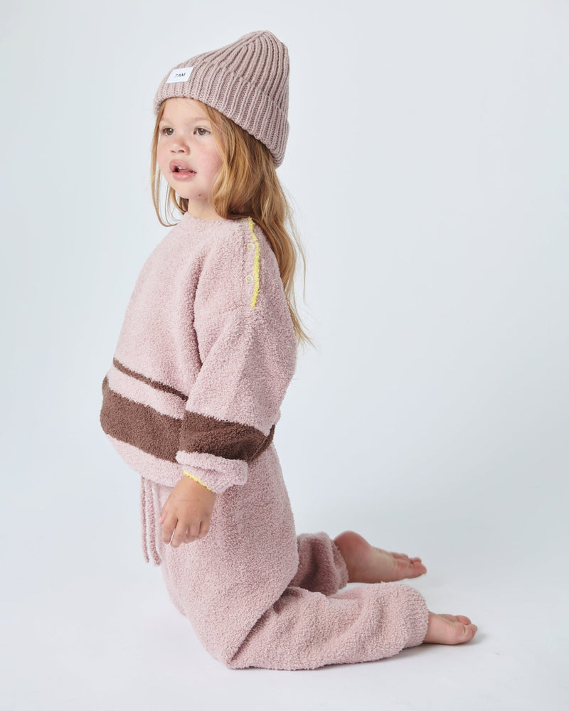 7AM - Beanie - Chunky Mother & Baby Ash Rose 0 - 6M