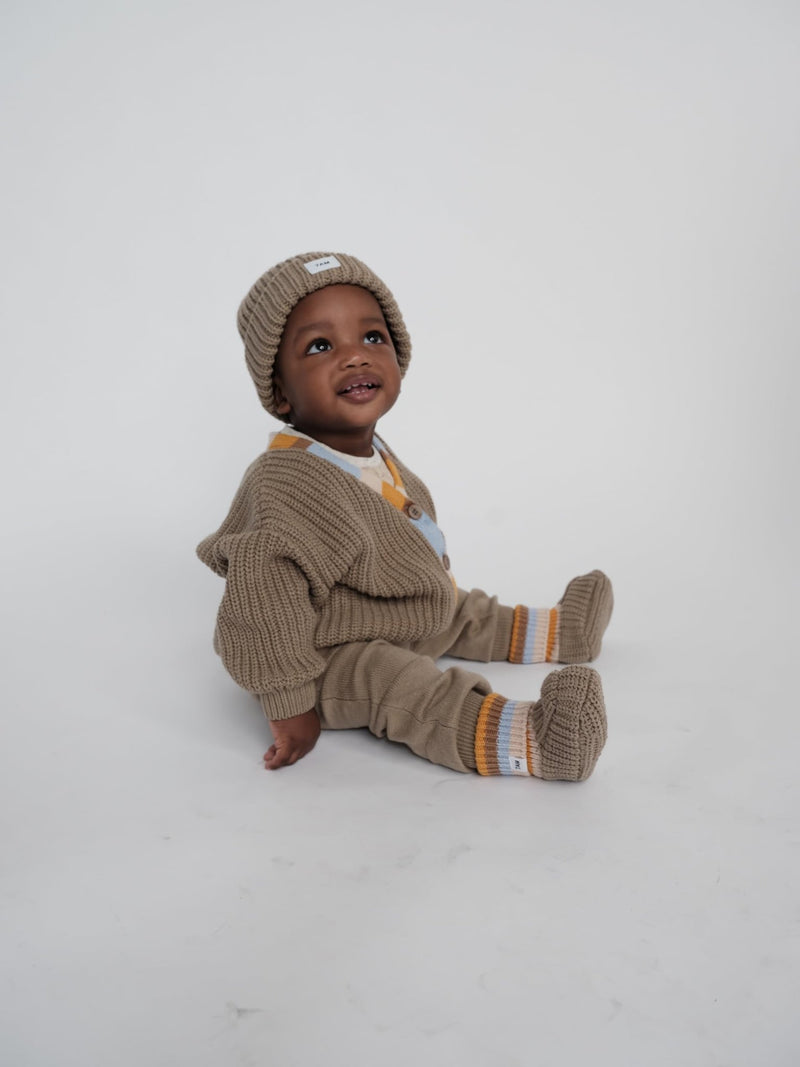 7AM - Beanie - Chunky Mother & Baby Ash Rose 0 - 6M