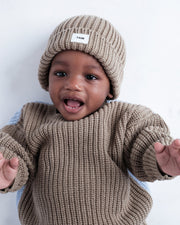 7AM - Beanie - Chunky Mother & Baby Ash Rose 0 - 6M