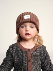 7AM - Beanie - Chunky Mother & Baby Ash Rose 0 - 6M