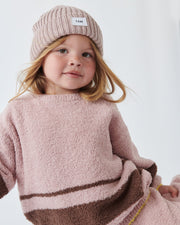 7AM - Beanie - Chunky Mother & Baby Ash Rose 0 - 6M