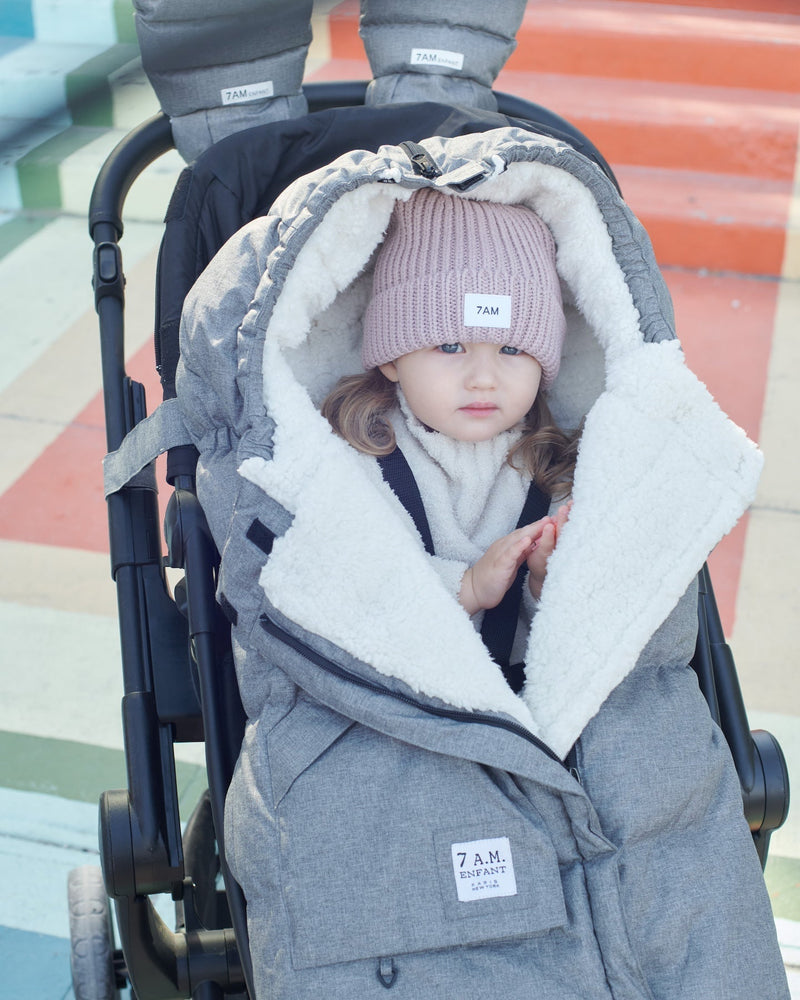 7AM - Beanie - Chunky Mother & Baby Ash Rose 0 - 6M