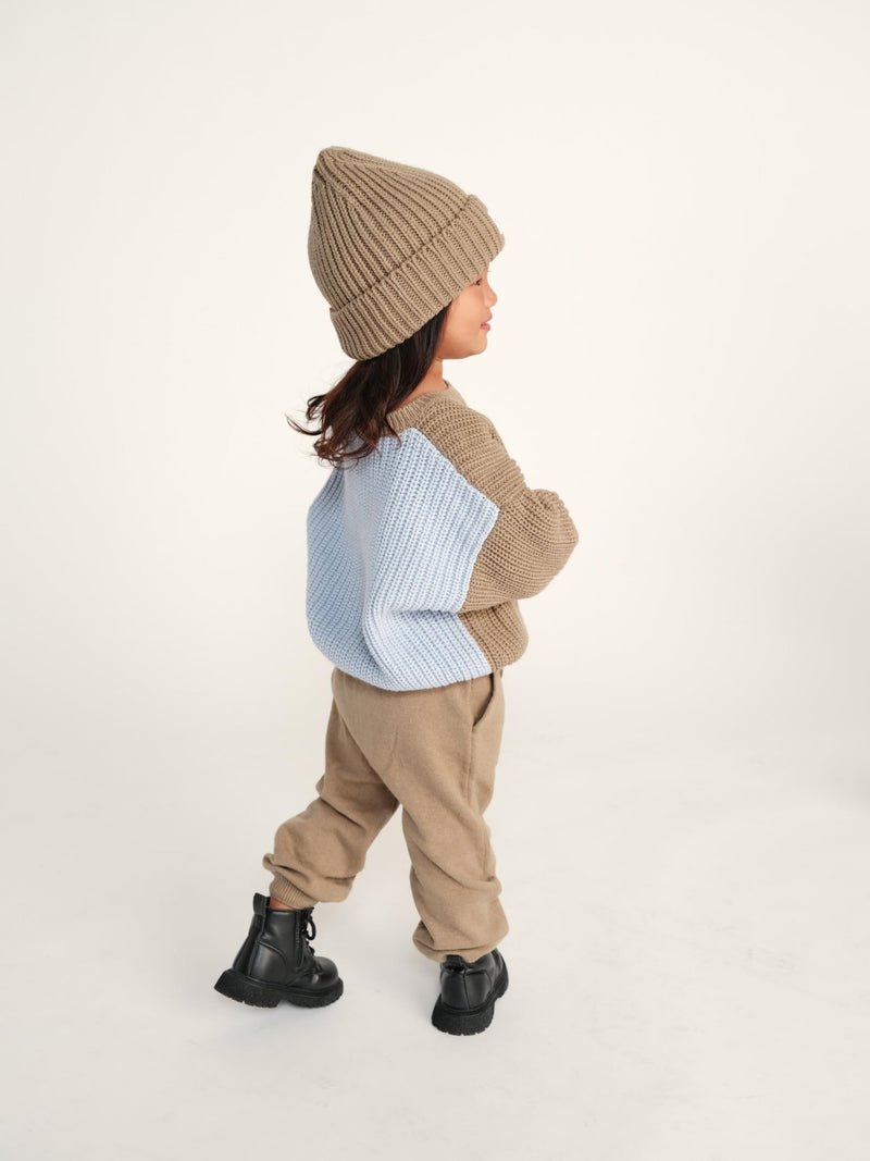 7AM - Beanie - Chunky Mother & Baby Ash Rose 0 - 6M