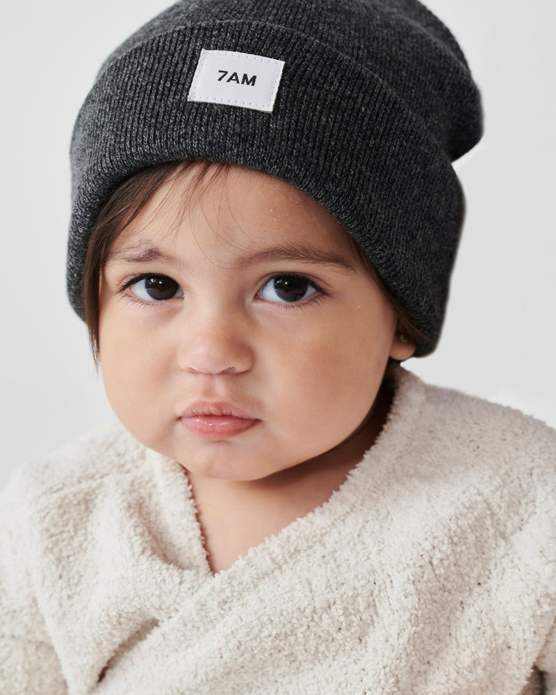 7AM - Beanie - Chunky Mother & Baby Ash Rose 0 - 6M