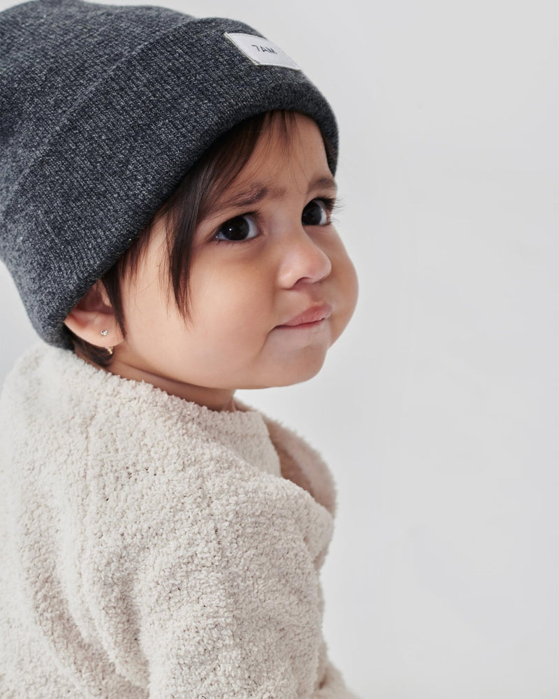 7AM - Beanie - Chunky Mother & Baby Ash Rose 0 - 6M