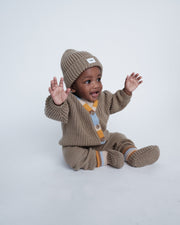 7AM - Beanie - Chunky Mother & Baby Ash Rose 0 - 6M