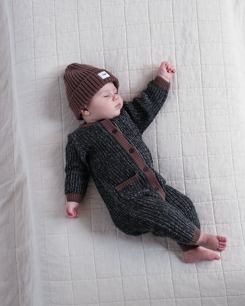 7AM - Beanie - Chunky Mother & Baby Ash Rose 0 - 6M