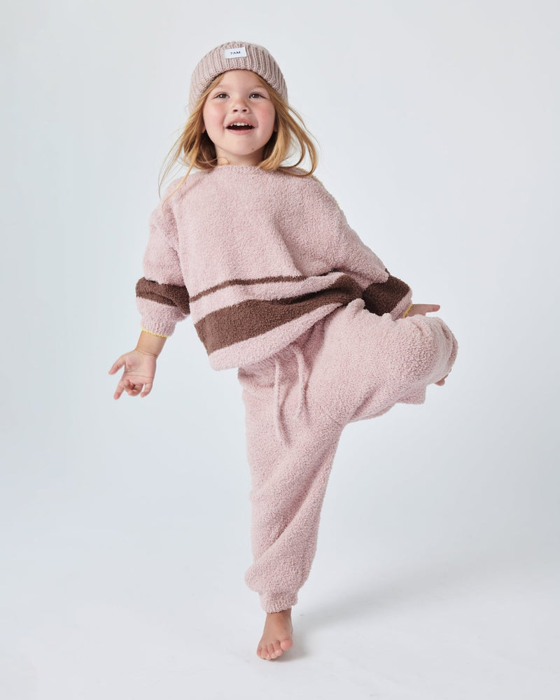 7AM - Beanie - Chunky Mother & Baby Ash Rose 0 - 6M