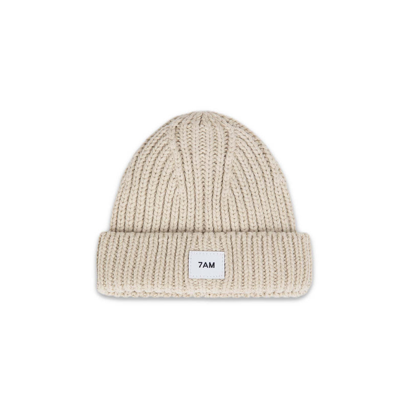7AM - Beanie - Chunky Mother & Baby Sand 0 - 6M