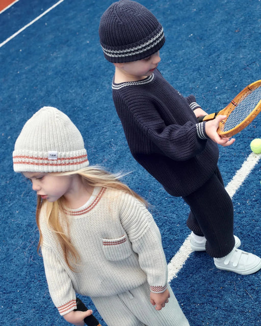 7AM - Beanie - Chunky Tennis | Knit Beanie Collection for Babies and Kids Mother & Baby Ecru, Terracotta 0 - 6M