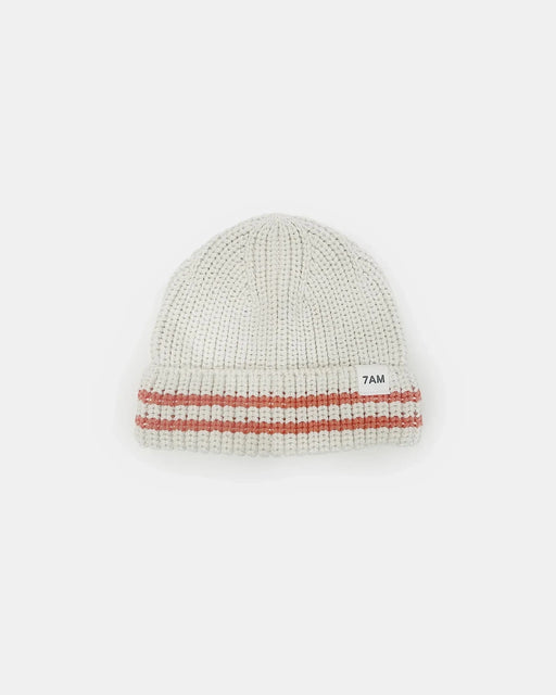 7AM - Beanie - Chunky Tennis | Knit Beanie Collection for Babies and Kids Mother & Baby Ecru, Terracotta 0 - 6M
