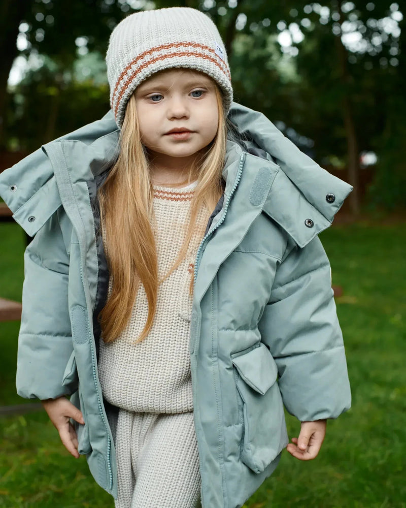 7AM - Beanie - Chunky Tennis | Knit Beanie Collection for Babies and Kids Mother & Baby Pearl Grey Ecru 0 - 6M
