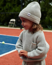 7AM - Beanie - Chunky Tennis | Knit Beanie Collection for Babies and Kids Mother & Baby Pearl Grey Ecru 0 - 6M