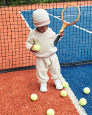 7AM - Beanie - Chunky Tennis | Knit Beanie Collection for Babies and Kids Mother & Baby Pearl Grey Ecru 0 - 6M