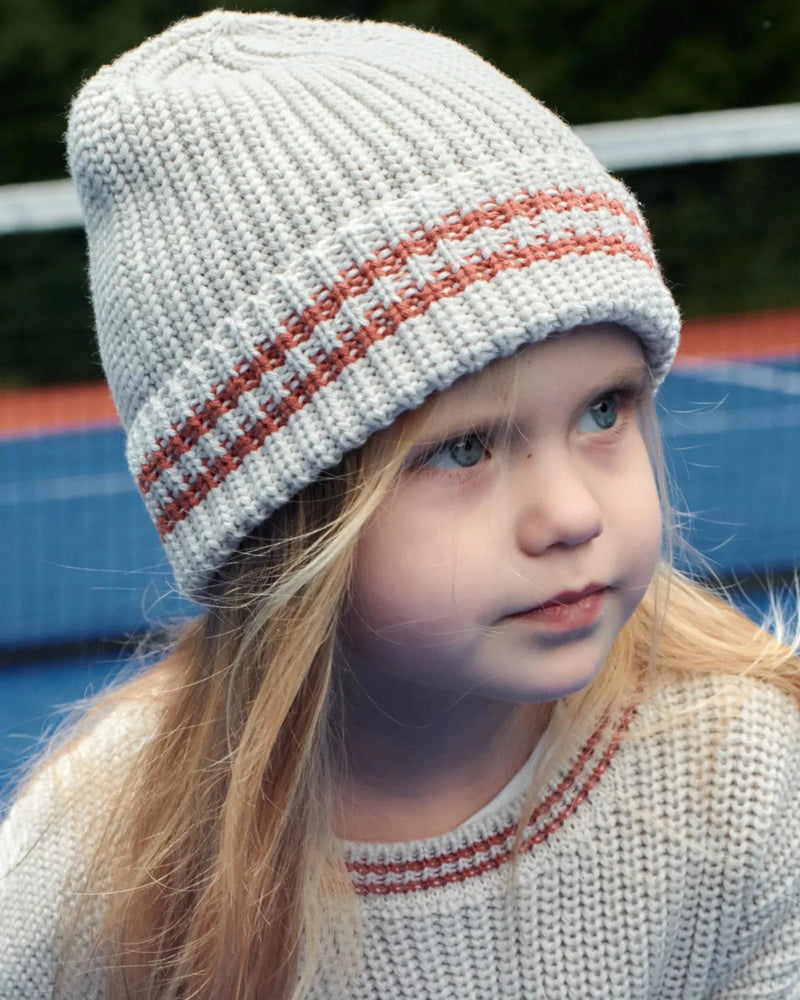 7AM - Beanie - Chunky Tennis | Knit Beanie Collection for Babies and Kids Mother & Baby Pearl Grey Ecru 0 - 6M