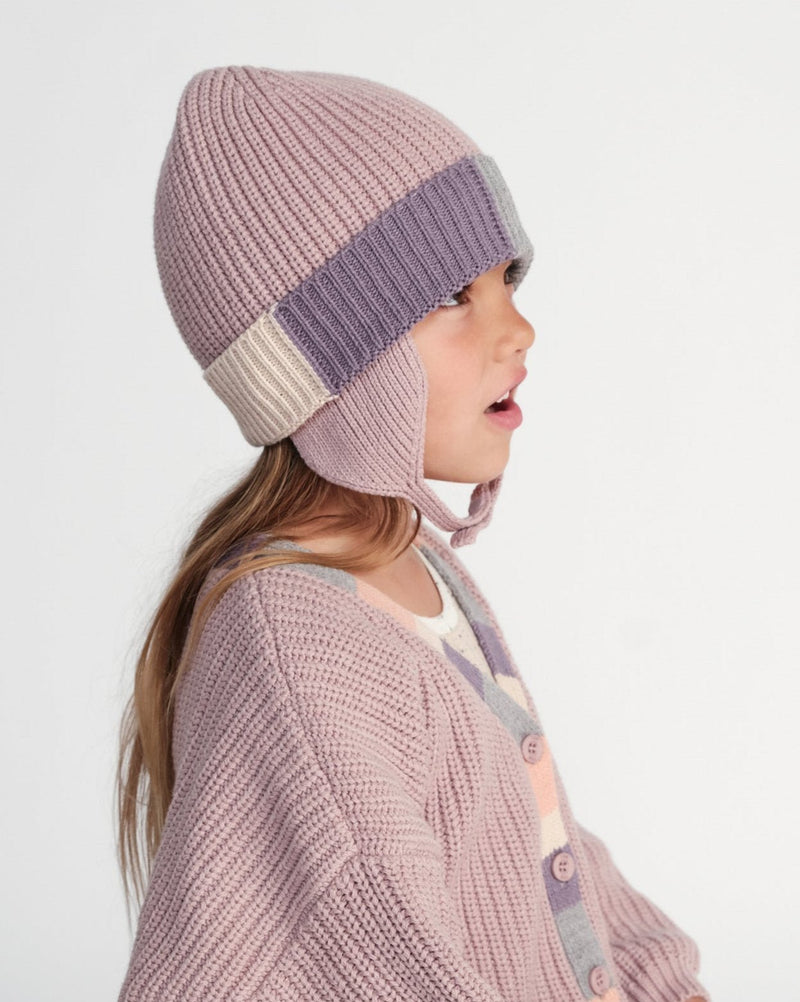 7AM - Beanie Flap Chunky | Baby and Kids Winter Beanie Collection for Cold Weather Ash Rose Multicolor 0 - 6M