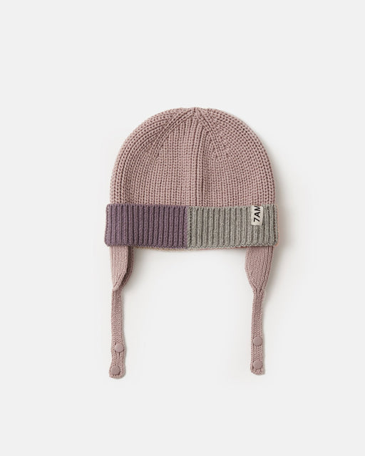 7AM - Beanie Flap Chunky | Baby and Kids Winter Beanie Collection for Cold Weather Ash Rose Multicolor 0 - 6M