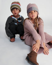 7AM - Beanie Flap Chunky | Baby and Kids Winter Beanie Collection for Cold Weather Ash Rose Multicolor One Size Kids