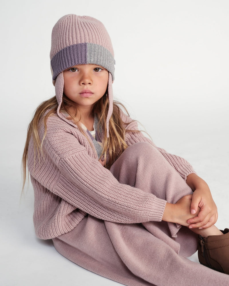 7AM - Beanie Flap Chunky | Baby and Kids Winter Beanie Collection for Cold Weather Ash Rose Multicolor One Size Kids