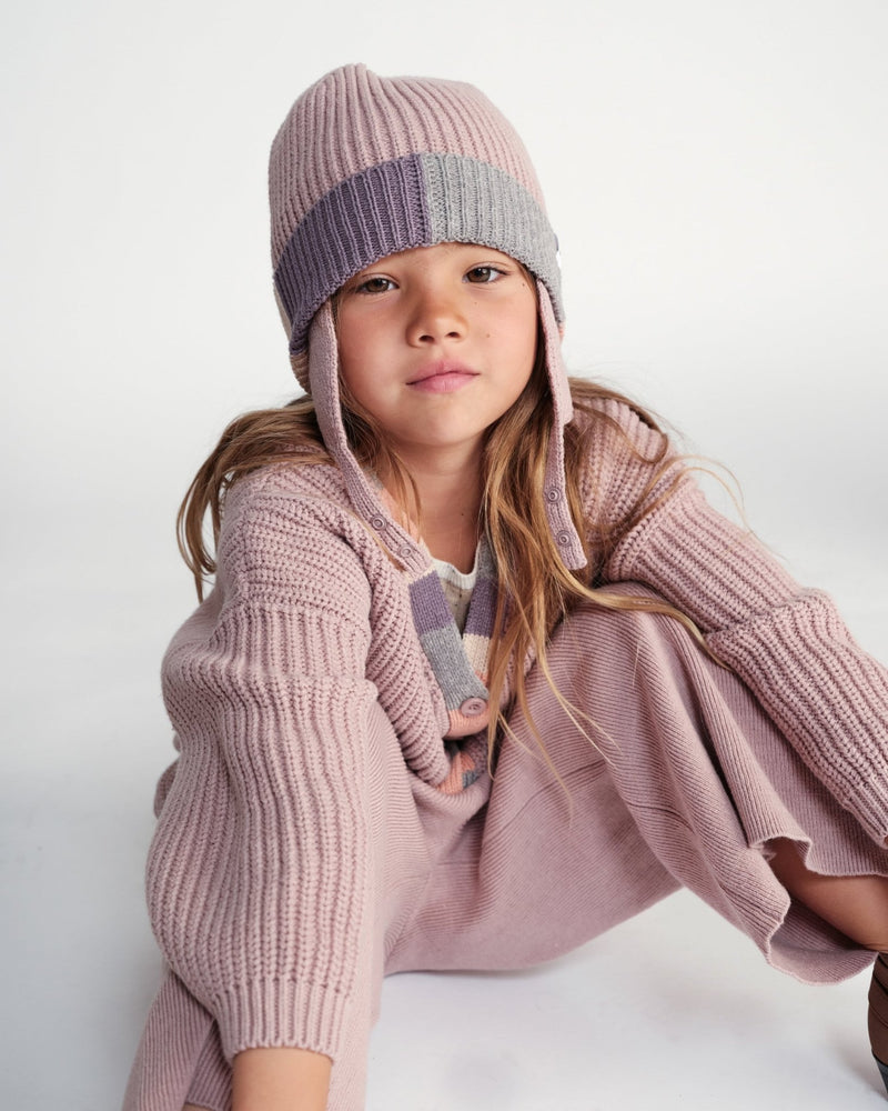 7AM - Beanie Flap Chunky | Baby and Kids Winter Beanie Collection for Cold Weather Ash Rose Multicolor One Size Kids