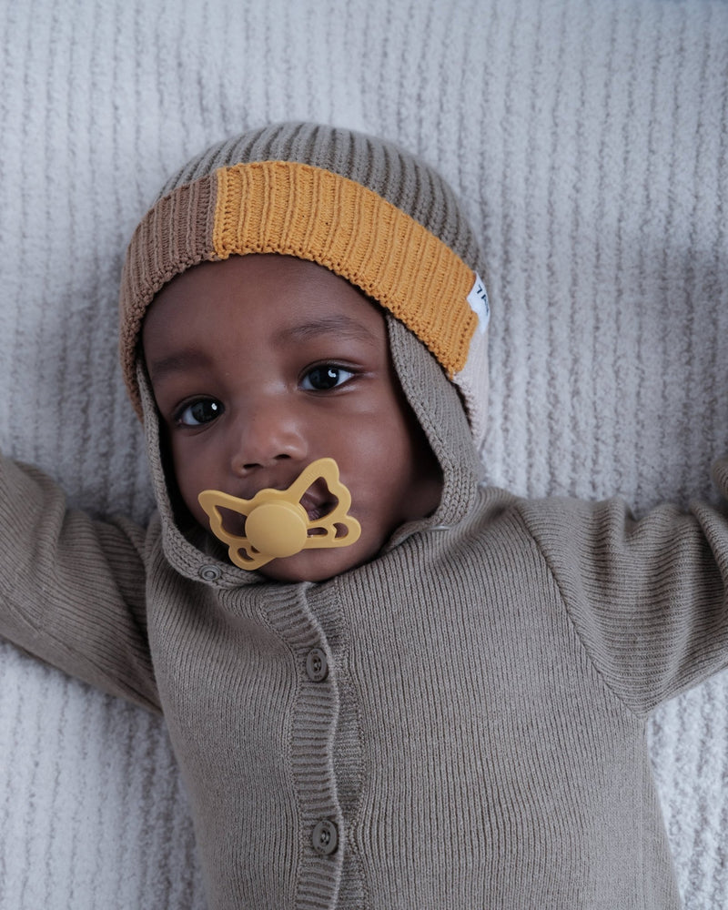 7AM - Beanie Flap Chunky | Baby and Kids Winter Beanie Collection for Cold Weather Black Melange Multicolor 0 - 6M