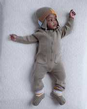 7AM - Beanie Flap Chunky | Baby and Kids Winter Beanie Collection for Cold Weather Black Melange Multicolor 0 - 6M