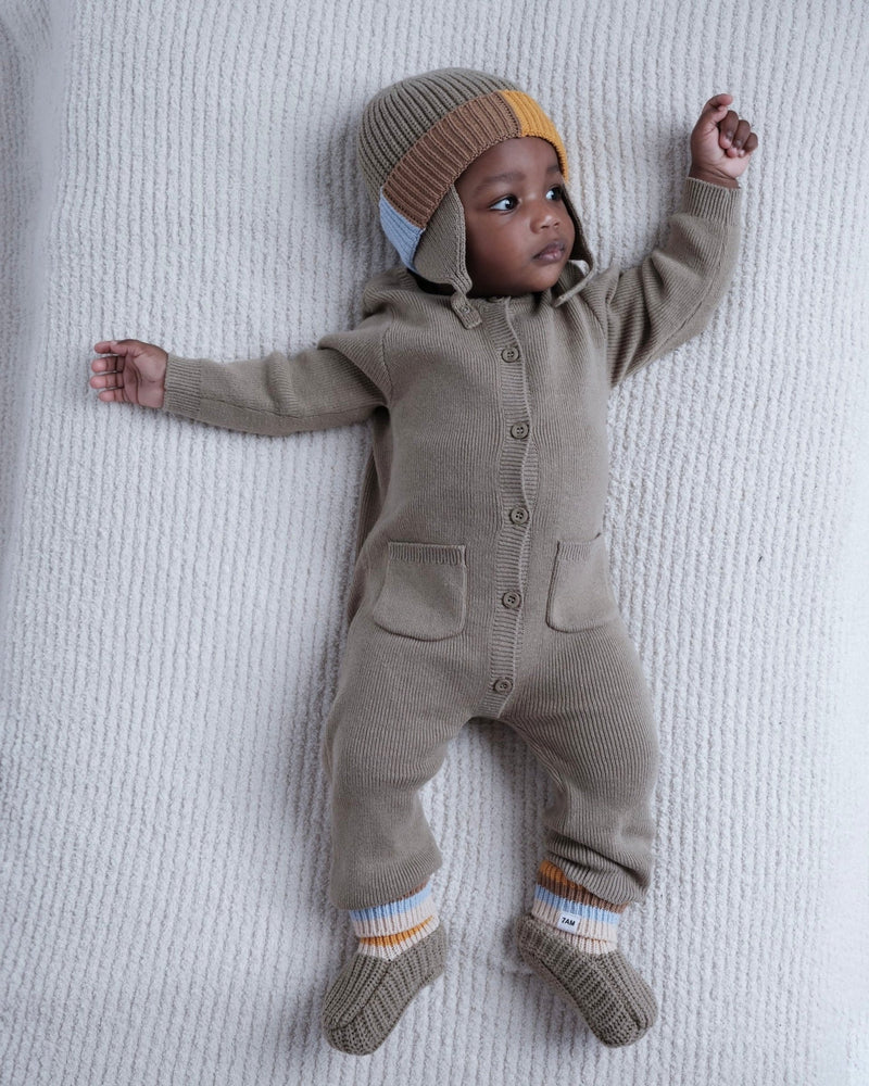 7AM - Beanie Flap Chunky | Baby and Kids Winter Beanie Collection for Cold Weather Black Melange Multicolor 0 - 6M