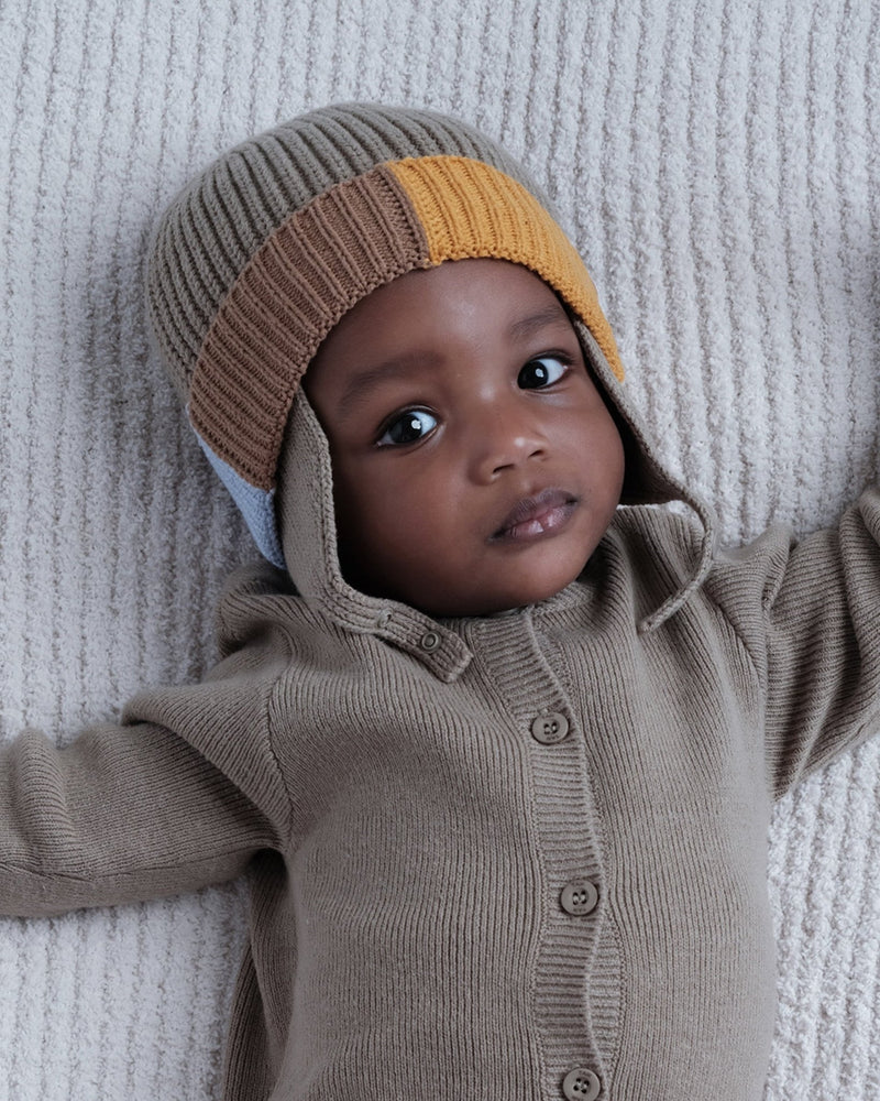 7AM - Beanie Flap Chunky | Baby and Kids Winter Beanie Collection for Cold Weather Black Melange Multicolor 0 - 6M