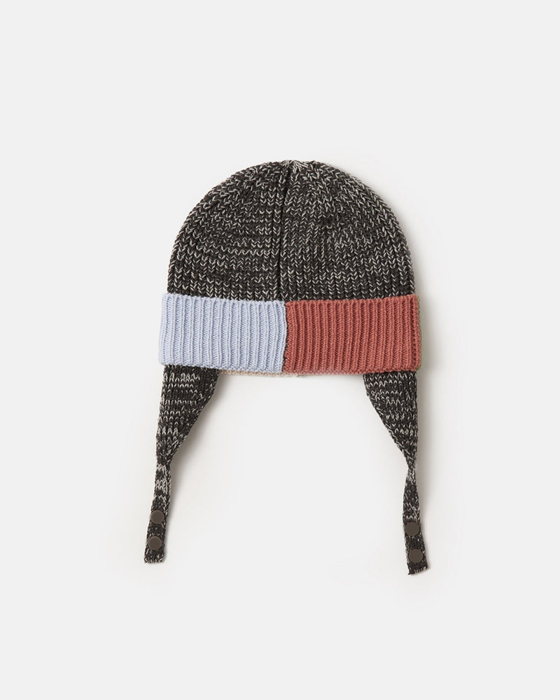 7AM - Beanie Flap Chunky | Baby and Kids Winter Beanie Collection for Cold Weather Black Melange Multicolor 0 - 6M