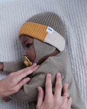 7AM - Beanie Flap Chunky | Baby and Kids Winter Beanie Collection for Cold Weather Olive Multicolor 0 - 6M