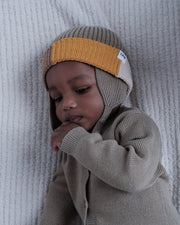 7AM - Beanie Flap Chunky | Baby and Kids Winter Beanie Collection for Cold Weather Olive Multicolor 0 - 6M
