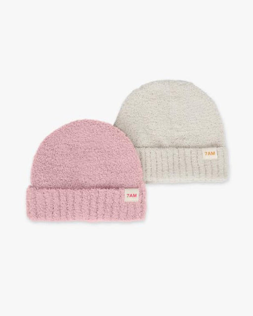 7AM - Beanies - set of 2 - Ash Rose, Ecru - 0 - 6M Mother & Baby