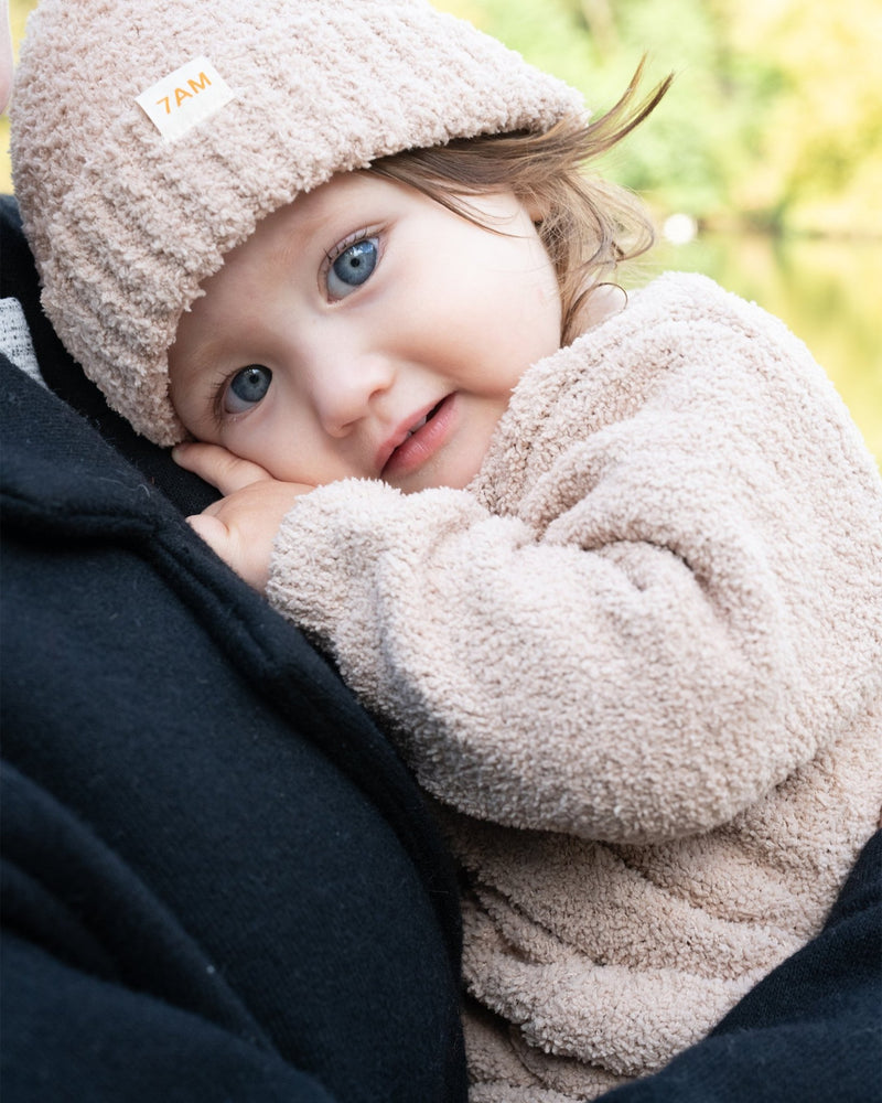 7AM - Beanies Set of 2 - Fuzzy | Cozy Knit Hat Collection for Babies & Kids Mother & Baby Pecan, Amber One Size Kids