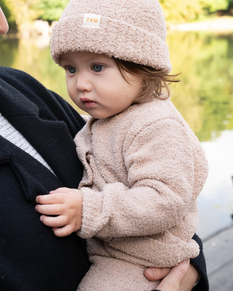 7AM - Beanies Set of 2 - Fuzzy | Cozy Knit Hat Collection for Babies & Kids Mother & Baby Pecan, Amber One Size Kids