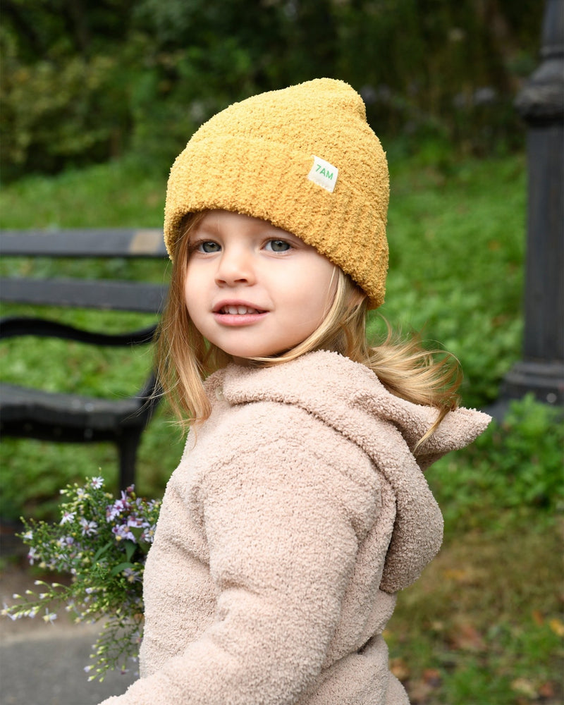 7AM - Beanies Set of 2 - Fuzzy | Cozy Knit Hat Collection for Babies & Kids Mother & Baby Pecan, Amber One Size Kids