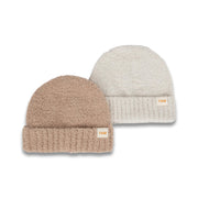 7AM - Beanies Set of 2 - Fuzzy | Cozy Knit Hat Collection for Babies & Kids Mother & Baby Pecan, Ecru 0 - 6M