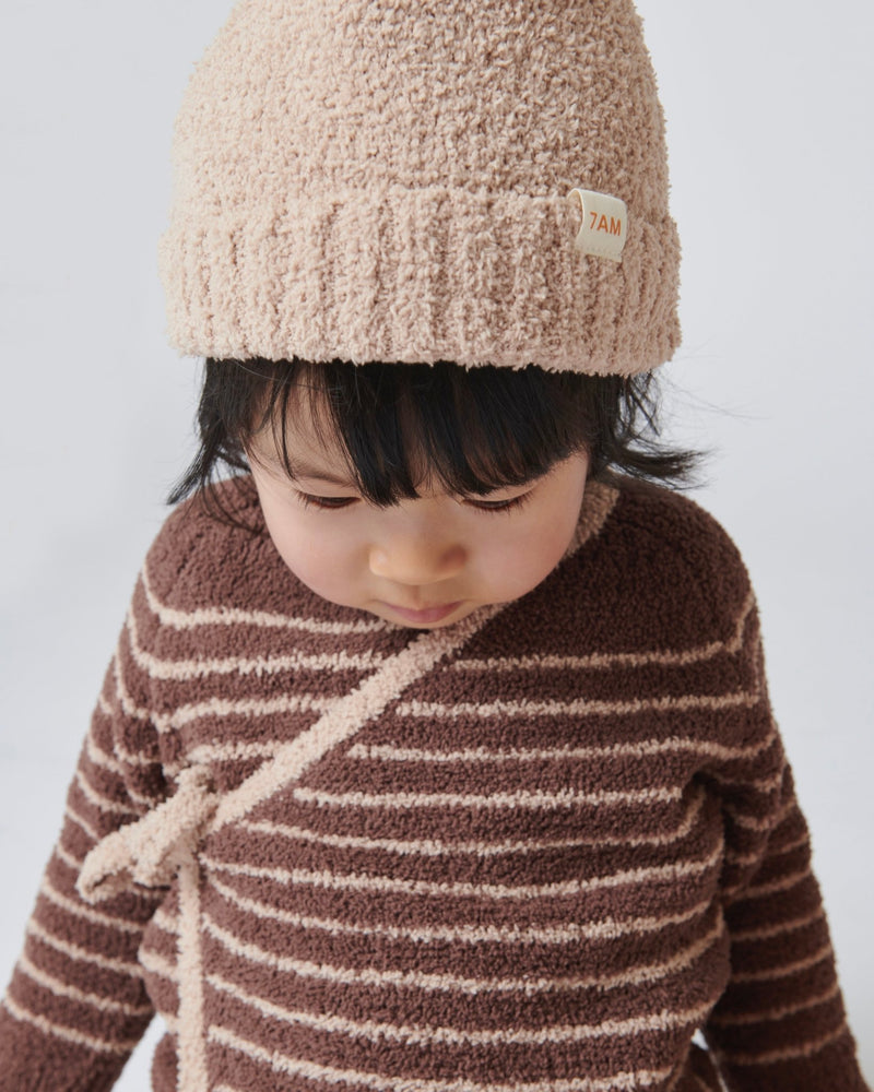 7AM - Beanies Set of 2 - Fuzzy | Cozy Knit Hat Collection for Babies & Kids Mother & Baby Pecan, Ecru One Size Kids