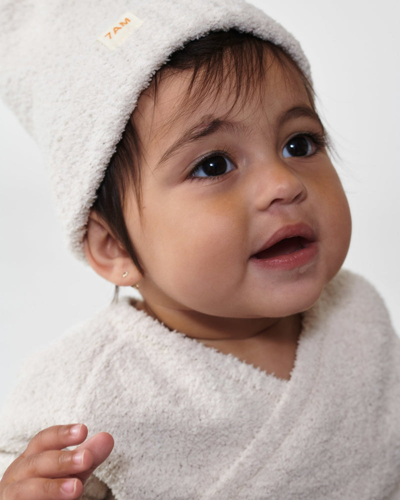 7AM - Beanies Set of 2 - Fuzzy | Cozy Knit Hat Collection for Babies & Kids Mother & Baby Pecan, Ecru One Size Kids