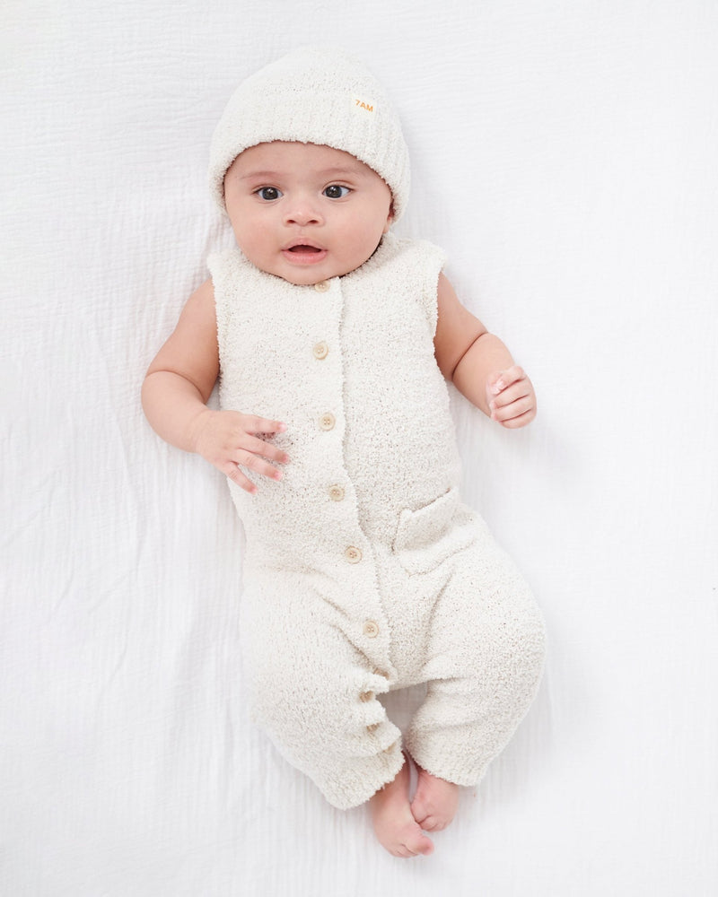 7AM - Beanies Set of 2 - Fuzzy | Cozy Knit Hat Collection for Babies & Kids Mother & Baby Pecan, Ecru One Size Kids