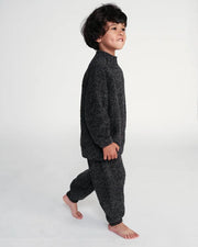 7AM - Boxy Lounge Pants - Fuzzy - 4 - 5Y - Black Apparel & Accessories Black Melange
