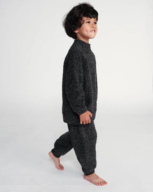 7AM - Boxy Lounge Pants - Fuzzy - 4 - 5Y - Black Apparel & Accessories Black Melange