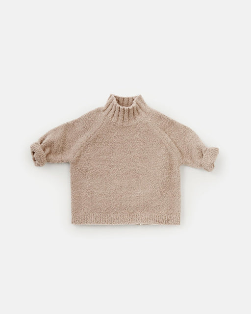 7AM - Boxy Mock Neck Sweater - Fuzzy Mother & Baby Taupe 1 - 2T