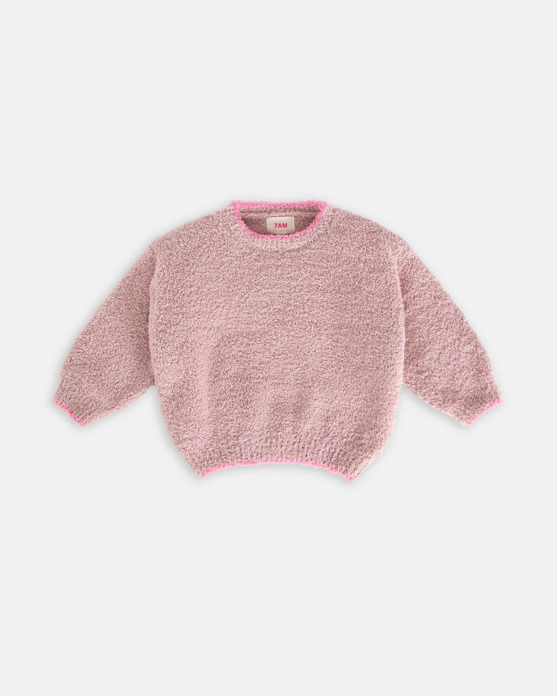 7AM - Boxy Sweater - Fuzzy Mother & Baby Ash Rose 1 - 3M