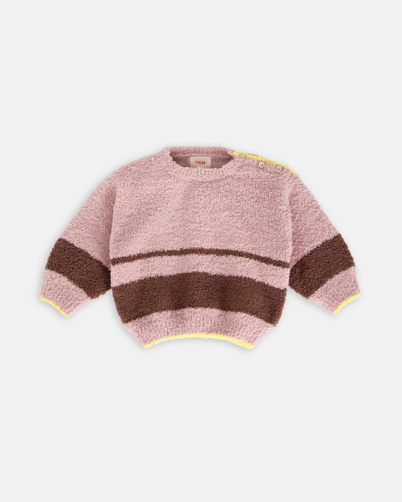 7AM - Boxy Sweater - Fuzzy Mother & Baby Ash Rose, Choco 3 - 6M