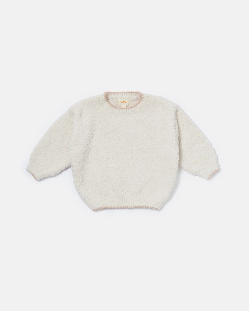 7AM - Boxy Sweater - Fuzzy Mother & Baby Ecru 1 - 3M