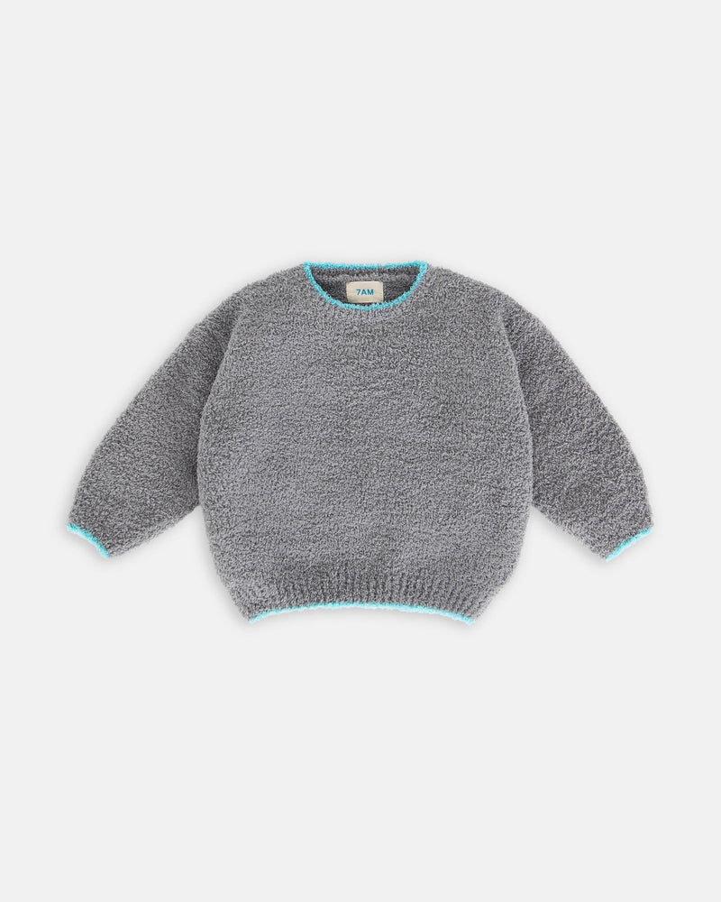 7AM - Boxy Sweater - Fuzzy Mother & Baby Gris 3 - 6M