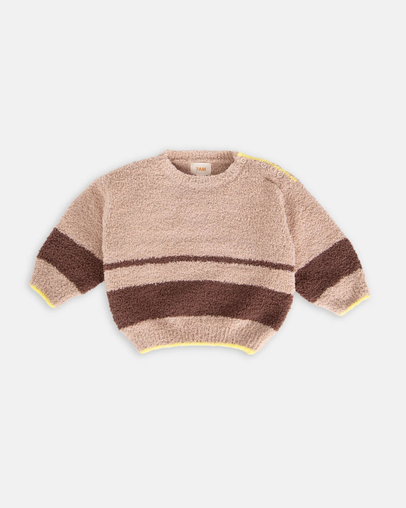7AM - Boxy Sweater - Fuzzy Mother & Baby Pecan, Choco 3 - 6M
