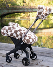 7AM - Car Seat Cocoon - Checker Berber - Print Checkers Tan - 0 - 12M Mother & Baby