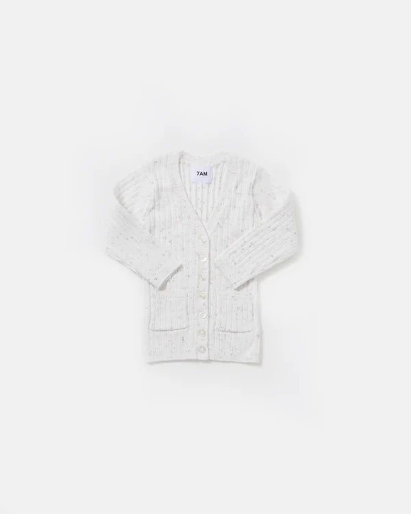 7AM - Cardigan - Ribbed Mother & Baby Seashell 12 - 18M
